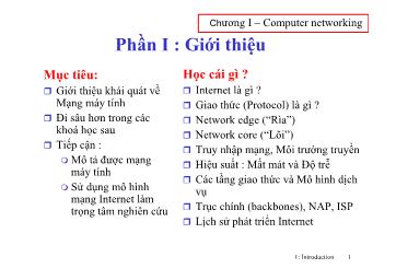 Bài giảng Mạng máy tính - Chương I: Computer networking