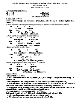 Đáp án đề thi chọn đội tuyển học sinh giỏi tỉnh vòng 2 - Năm học 2008-2009