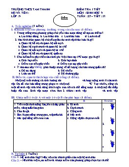 Đề kiểm tra 1 tiết môn Sinh học Lớp 9 - Tiết 53 - Trường THCS Tam Thanh