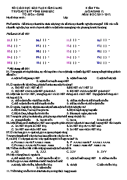 Đề kiểm tra chất lương môn Sinh học Khối 12 - Năm học 2011-2012 - Trường THPT Vĩnh Bình Bắc