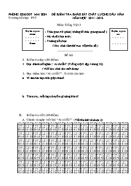 Đề kiểm tra khảo sát chất lượng đầu năm Lớp 3 - Năm học 2011-2012 - Huyện Mai Sơn