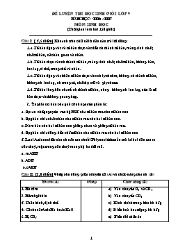 Đề luyện thi học sinh giỏi môn Sinh học Lớp 9 - Năm học 2006-2007