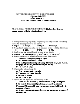 Đề thi chọn đội tuyển học sinh giỏi tỉnh môn Sinh học Lớp 9 - Năm học 2008-2009