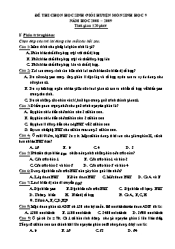 Đề thi chọn học sinh giỏi huyện môn Sinh học 9 - Năm học 2008-2009