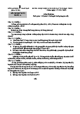 Đề thi chọn học sinh giỏi môn Sinh học Lớp 9 tỉnh Quảng Trị - Bảng A - Năm học 2008-2009