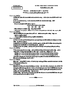 Đề thi chọn học sinh giỏi tỉnh môn Sinh học Lớp 9 - Bảng B - Năm học 2007-2008