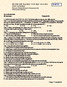 Đề thi thử Đại học, Cao đẳng môn Sinh học - Mã đề 248 - Năm học 2010-2011