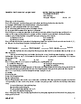 Đề thi thử Đại học đợt 3 môn Sinh học - Mã đề 145 - Năm học 2010-2011 - Trường THPT Chuyên Lê Quý Đôn