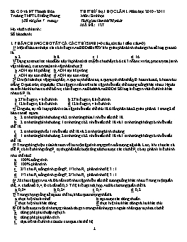 Đề thi thử Đại học lần I môn Sinh học - Mã đề 127 - Năm học 2010-2011 - Trường THPT Lê Hồng Phong