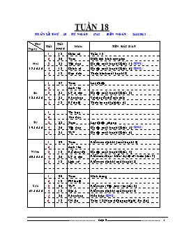 Giáo án Lớp 5 - Tuần 18 - Năm học 2012-2013