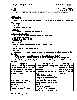 Giáo án môn Sinh học 7 - Chương trình cả năm - Năm học 2011-2012