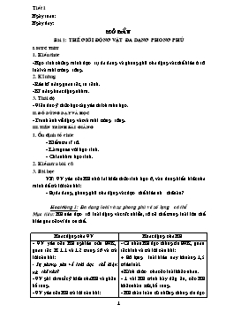 Giáo án môn Sinh học 7 - Chương trình cả năm theo chuẩn kiến thức kỹ năng