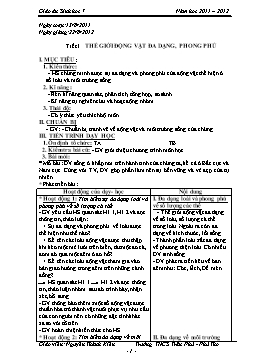 Giáo án môn Sinh học 7 - Trọn bộ cả năm - Năm học 2011-2012