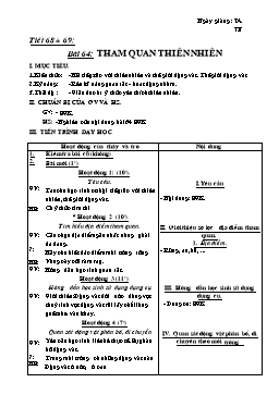 Giáo án môn Sinh học Khối 7 - Tiết 68+69: Tham quan thiên nhiên