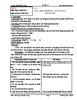 Giáo án môn Sinh học Khối 7 - Toàn bộ chương trình giảng dạy cả năm - Năm học 2011-2012