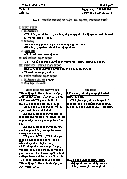 Giáo án môn Sinh học Khối 7 - Trọn bộ chương trình cả năm - Năm học 2011-2012