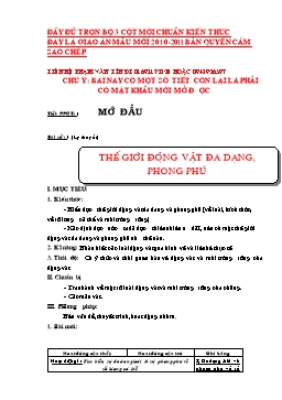 Giáo án môn Sinh học Lớp 7 - Cả năm - Phạm Văn Tín