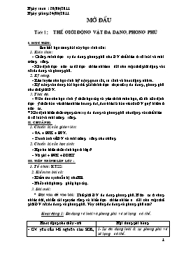 Giáo án môn Sinh học Lớp 7 - Chương trình dạy cả năm - Năm học 2011-2012