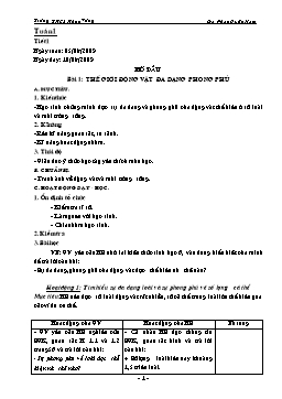 Giáo án môn Sinh học Lớp 7 - Học kỳ I - Năm học 2009-2010