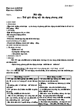 Giáo án môn Sinh học Lớp 7 - Trọn bộ cả năm - Năm học 2010-2011