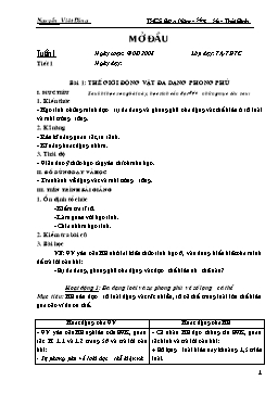 Giáo án môn Sinh học Lớp 7 - Trọn bộ chương trình giảng dạy cả năm - Năm học 2008-2009