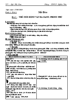 Giáo án Sinh học 7 - Chương trình cả năm theo chuẩn kiến thức kỹ năng - Năm học 2010-2011