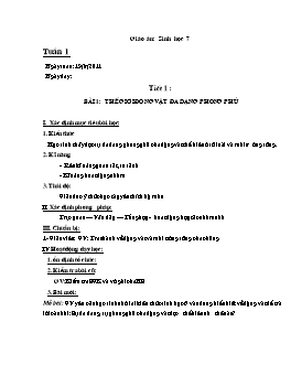 Giáo án Sinh học 7 - Chương trình giảng dạy cả năm - Năm học 2011-2012