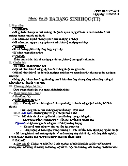 Giáo án Sinh học 7 - Tiết 61: Đa dạng sinh học (Tiếp theo) - Năm học 2011-2012