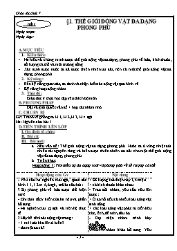 Giáo án Sinh học 7 - Trọn bộ chương trình giảng dạy cả năm