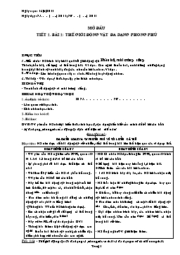 Giáo án Sinh học Khối 7 - Chương trình cả năm - Năm học 2011-2012