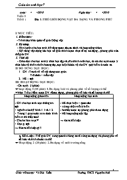 Giáo án Sinh học Lớp 7 - Cả năm (Biên soạn theo chuẩn kiến thức kĩ năng) - Năm học 2010-2011