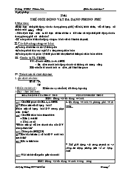 Giáo án Sinh học Lớp 7 - Cả năm - Hà Thế Mỹ