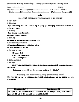 Giáo án Sinh học Lớp 7 - Chương trình dạy cả năm - Năm học 2005-2006