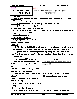 Giáo án Sinh học Lớp 7 - Chương trình dạy cả năm - Năm học 2010-2011