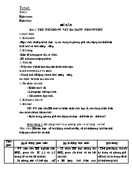 Giáo án Sinh học Lớp 7 - Chương trình học kỳ I theo chuẩn kiến thức kỹ năng - Năm học 2010-2011