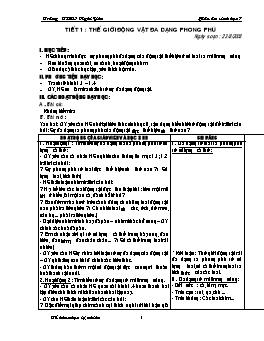 Giáo án Sinh học Lớp 7 - Tiết 1 đến 47 - Năm học 2008-2009