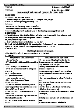 Giáo án Sinh học Lớp 7 - Tiết 16: Thực hành: Mổ quan sát giun đất - Năm học 2010-2011