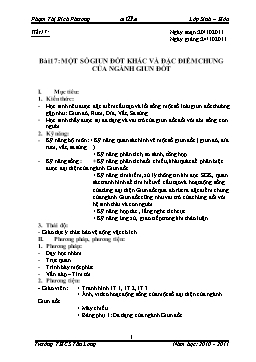 Giáo án Sinh học Lớp 7 - Tiết 17: Một số giun đốt khác và đặc điểm chung của ngành giun đốt - Năm học 2011-2012