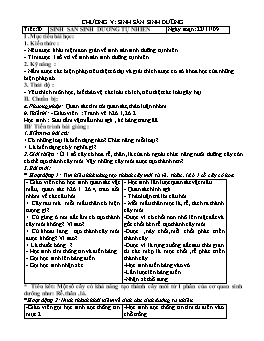 Giáo án Sinh học Lớp 7 - Tiết 30+31 - Năm học 2009-2010