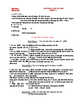 Giáo án Sinh học Lớp 9 - Buổi 4: ADN và gen