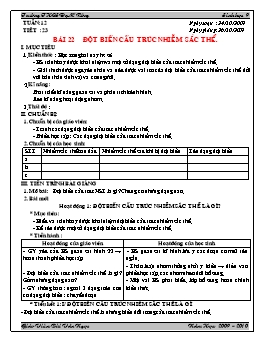 Giáo án Sinh học Lớp 9 - Tiết 23: Đột biến cấu trúc nhiễm sắc thể - Năm học 2010-2011