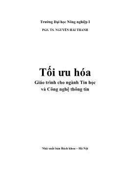 Giáo trình Tối ưu hóa - Nguyễn Hải Thanh