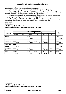Ma trận và Đề kiểm tra một tiết môn Sinh học 7