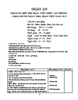 Giáo án Mẫu giáo Lớp Chồi - Đề tài: Thực hành thao tác rửa tay