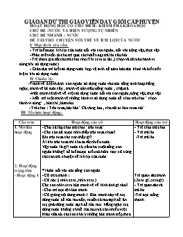 Giáo án Mẫu giáo Lớp Chồi - Đề tài: Trò chuyện với trẻ về ích lợi của nước