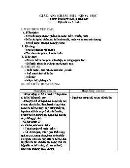 Giáo án Mẫu giáo Lớp Chồi - Khám phá khoa học: Nước biển có mặn không