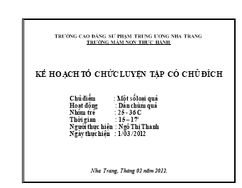 Giáo án Mẫu giáo Lớp Mầm - Chủ điểm: Một số loại quả - Ngô Thị Thanh