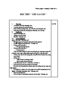 Giáo án Mẫu giáo Lớp Mầm - Đề tài: Đọc thơ “Chú gà con”