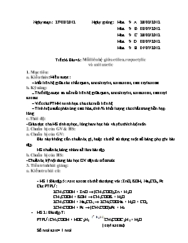 Giáo án môn Hóa học Lớp 9 - Tiết 56, Bài 46: Mối liên hệ giữa etilen, rượu etylic và axit axetic