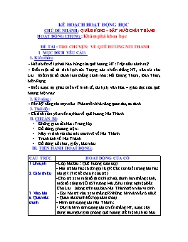 Chủ đề nhánh: Quê hương-đất nước Núi Thành - Đề tài: Trò chuyện: Về quê hương Núi Thành